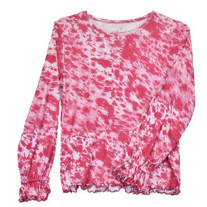 Girls Pink Cowhide Ribbed L/S Tee by Cowboy Hardware