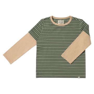 Boys Forest/Cream Cameron Mock Sleeve Tee by Me & Henry