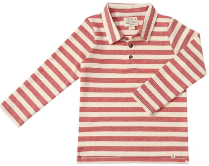 Boys Rust and Cream Stripe Midway Polo by Me & Henry