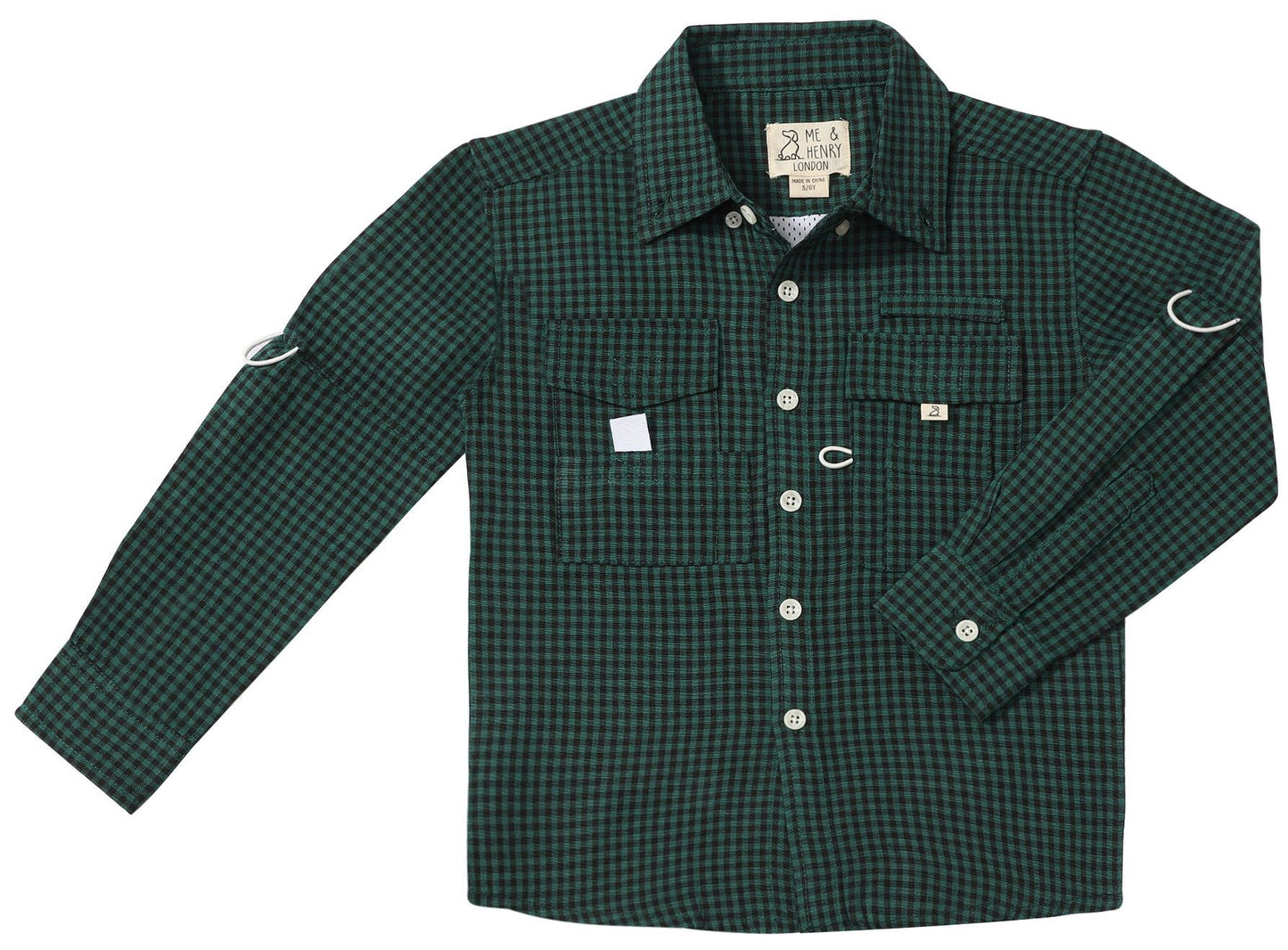 Boys Green/Black Check Sawyer Fishing Shirt by Me & Henry