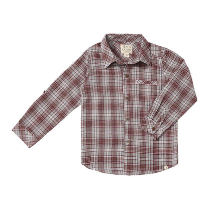 Boys Burgundy Plaid Atwood Woven Shirt by Me & Henry