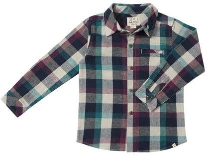Boys Navy/Purple Madras Atwood Woven Shirt by Me & Henry
