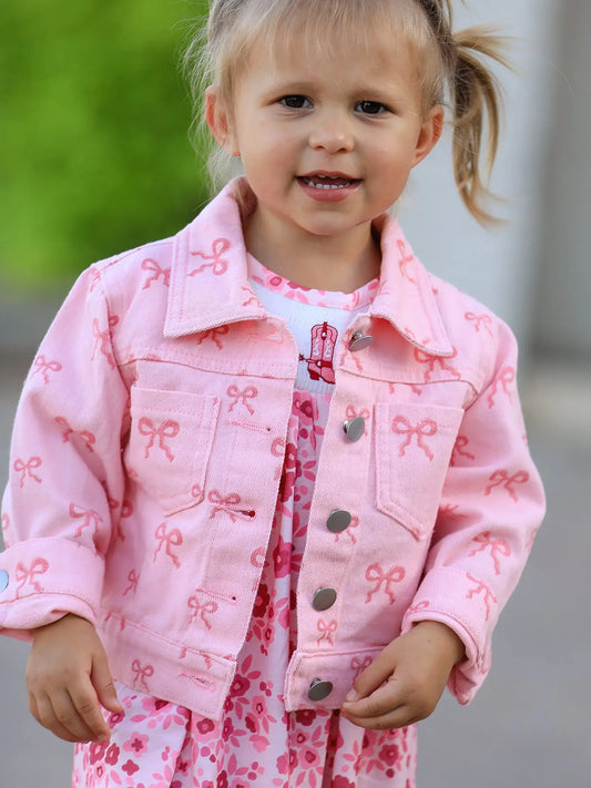 Girls Pink Fall Girls Denim Jackett by Rylee Faith