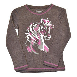 Girls Watercolor Horse L/S Tee by Cowboy Hardware