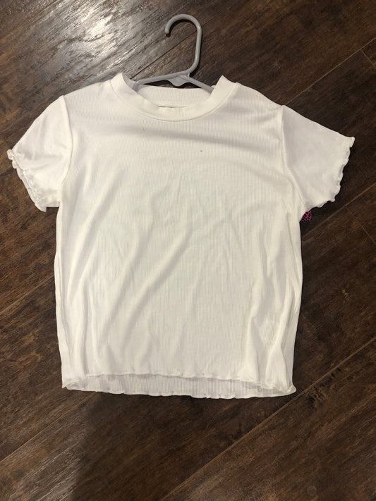 Girls White Cap Sleeve Lightweight Knit T-Shirt