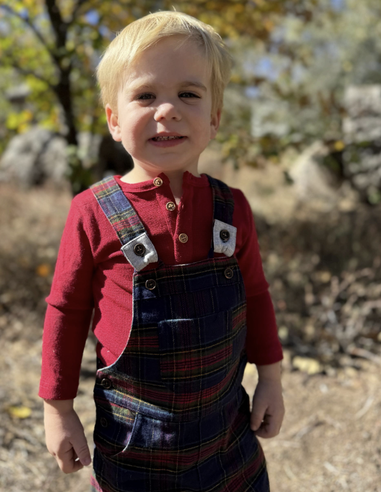 Boys Red Aynor Henley Onesie by Me & Henry
