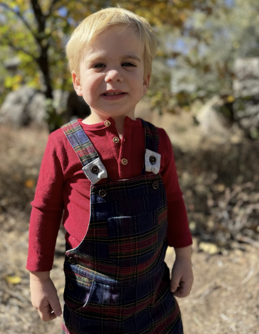 Boys Red Aynor Henley Onesie by Me & Henry