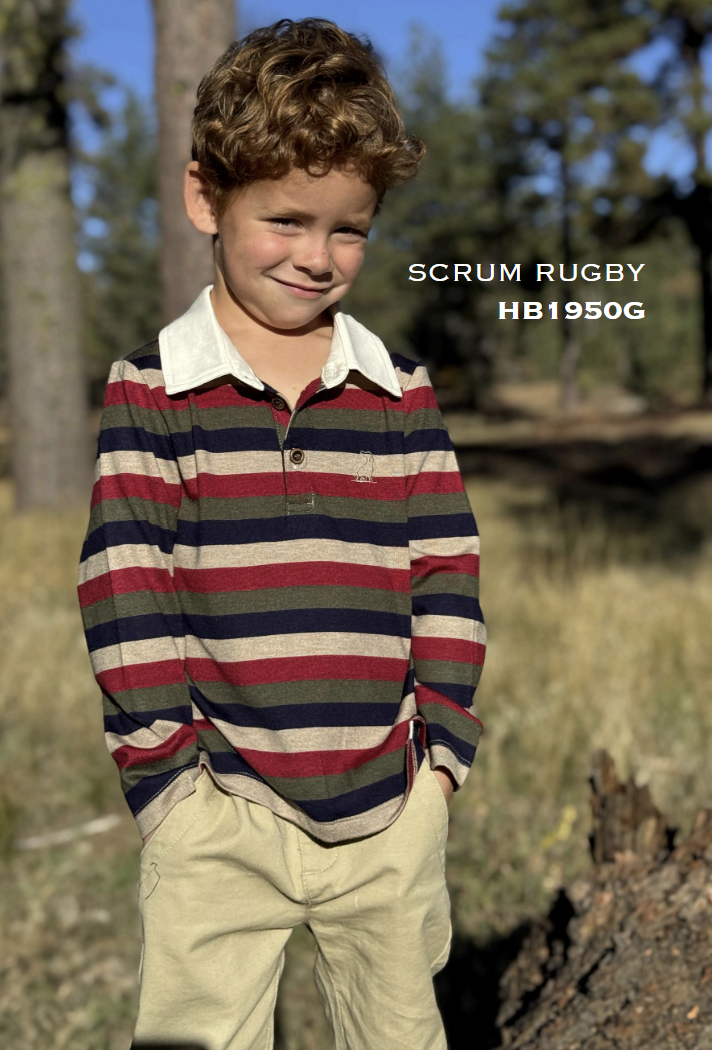 Boys Burgundy Multi Stripe Scrum Rugby by Me & Henry