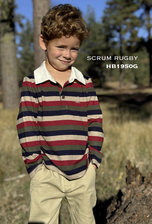 Boys Burgundy Multi Stripe Scrum Rugby by Me & Henry