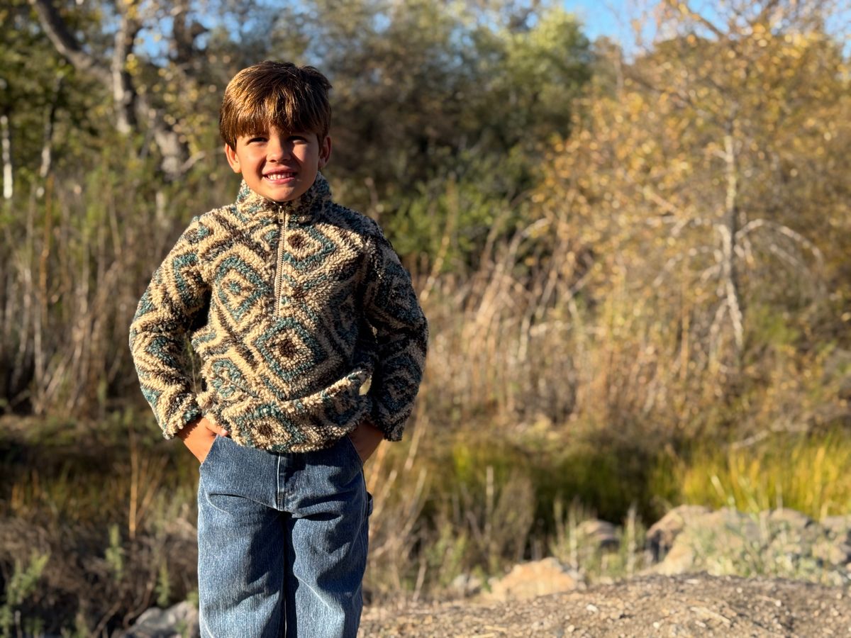 Boys Brown/Teal Multi Stripe Macchu Sherpa by Me & Henry