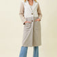 Ladies Mystree Color Block Long Coat - Oat/Stone