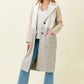 Ladies Mystree Color Block Long Coat - Oat/Stone