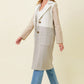 Ladies Mystree Color Block Long Coat - Oat/Stone