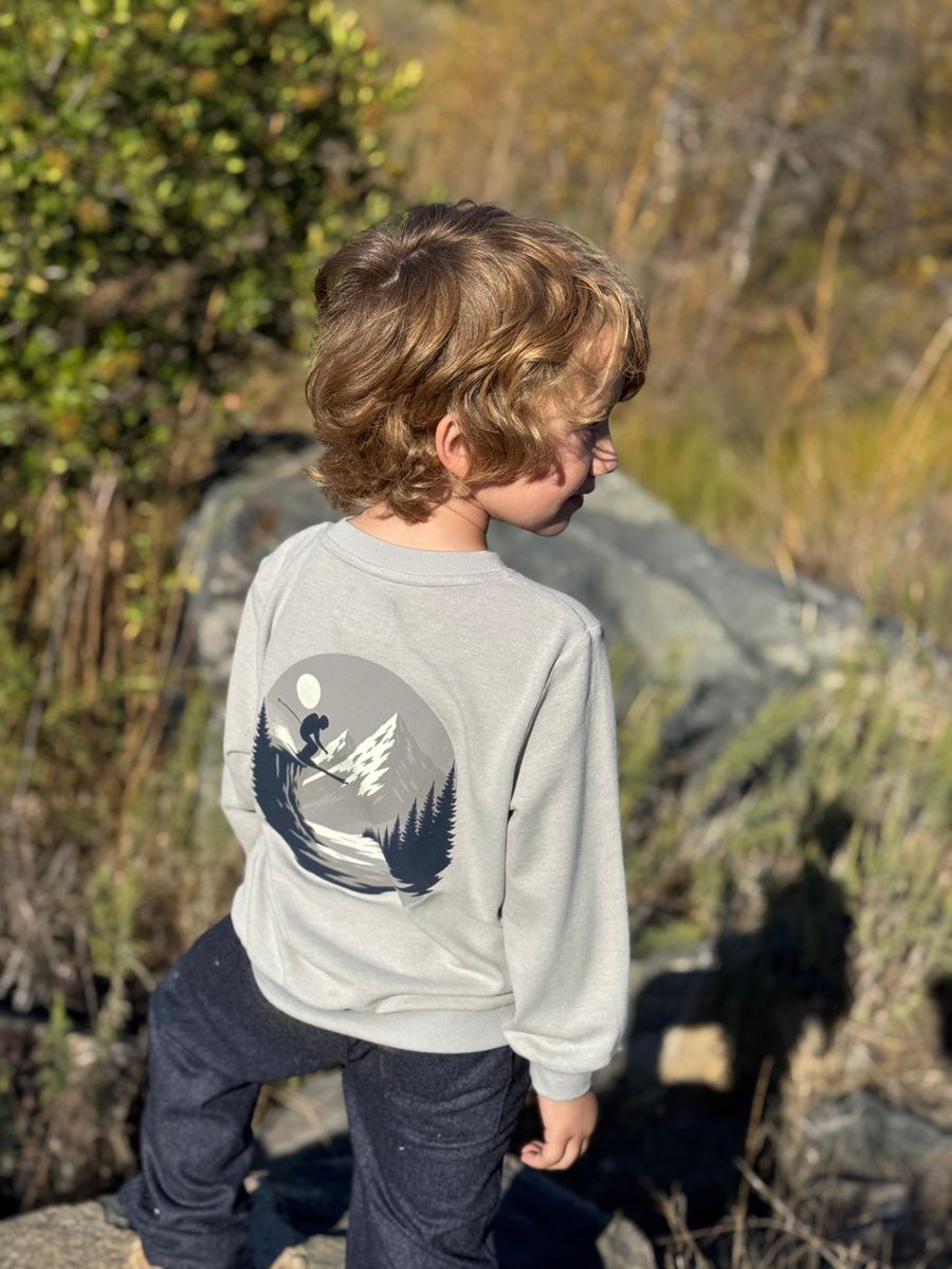 Boys Grey Ski Print Jester Back Print Sweatshirt by Me & Henry