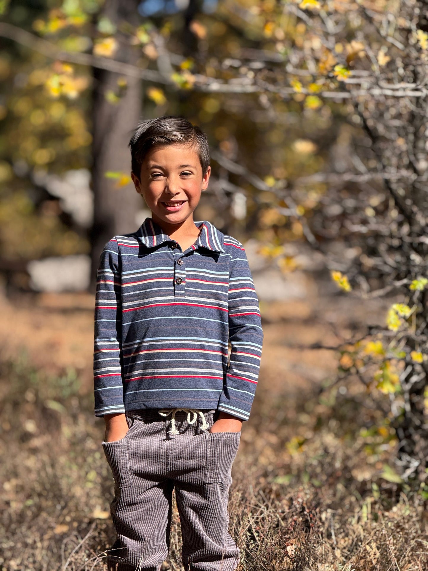 Boys Chambray Multi Stripe Spencer Polo by Me & Henry