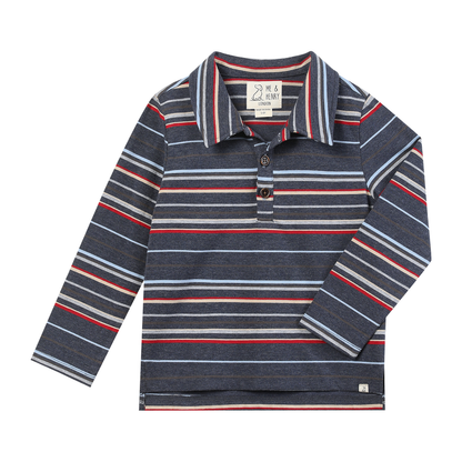 Boys Chambray Multi Stripe Spencer Polo by Me & Henry