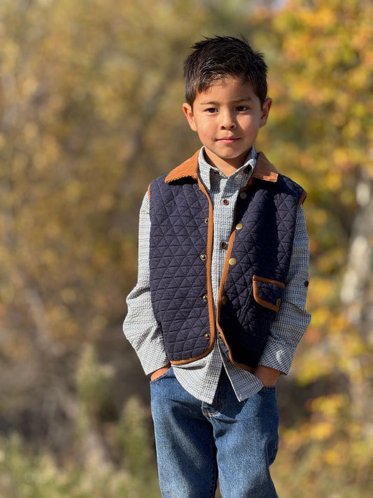 Boys Navy Fisher Padded Vest by Me & Henry
