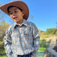 Boys Bue/Cream Plaid Howdy Western Shirt by Me & Henry