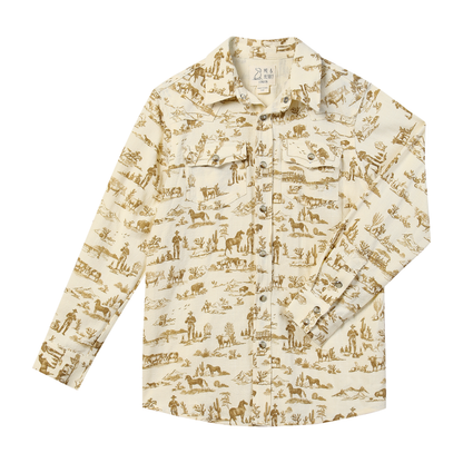 Boys Cream Print Rodeo Western Print Shirt by Me & Henry
