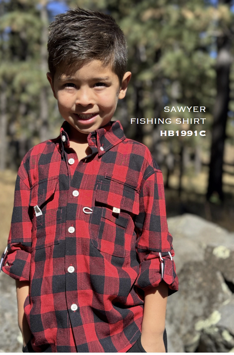 Boys Red/Black Plaid Fishing Shirt by Me & Henry