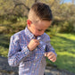 Boys Orange/Navy/White Plaid Sawyer Fishing Shirt by Me & Henry