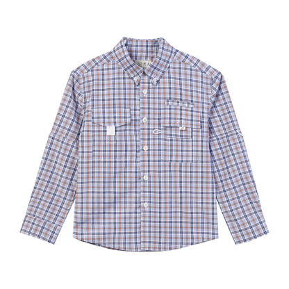 Boys Orange/Navy/White Plaid Sawyer Fishing Shirt by Me & Henry