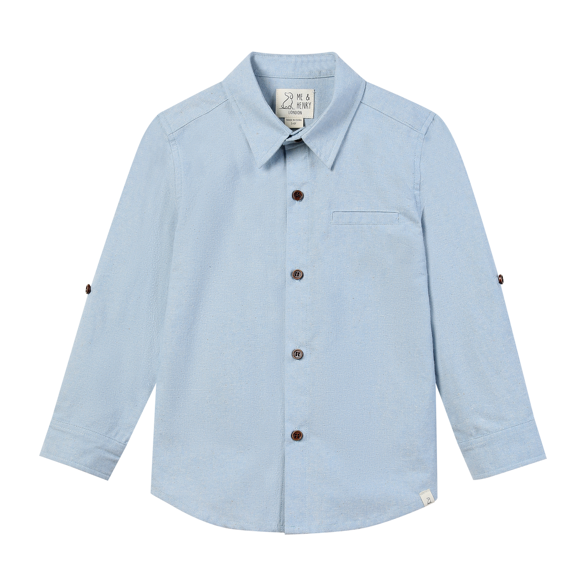Boys Pale Blue Chambray Atwood Woven Shirt by Me & Henry