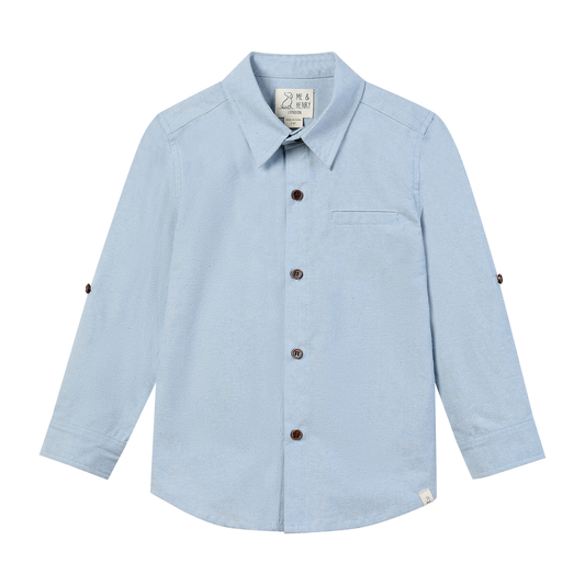 Boys Pale Blue Chambray Atwood Woven Shirt by Me & Henry
