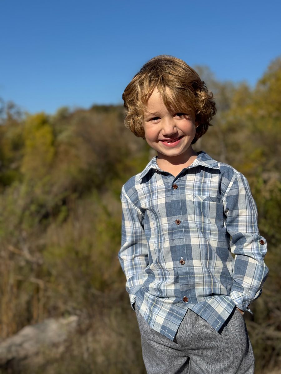 Boys Blue/White/Denim Plaid Atwood Woven Shirt by Me & Henry