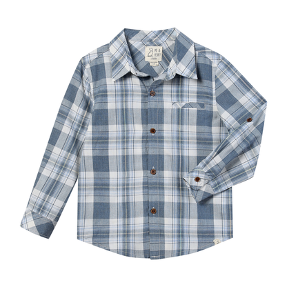 Boys Blue/White/Denim Plaid Atwood Woven Shirt by Me & Henry