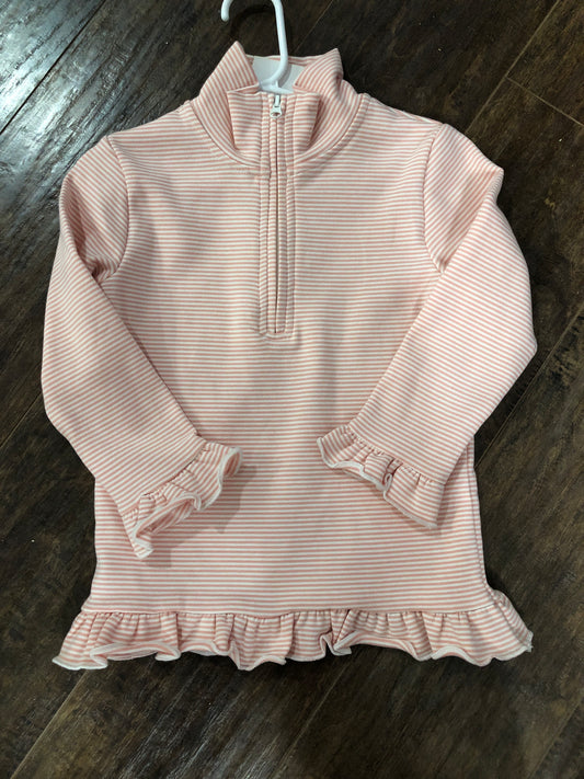 Girls Peach/White Stripe 1/4 Zip Pullover by Millie Jay