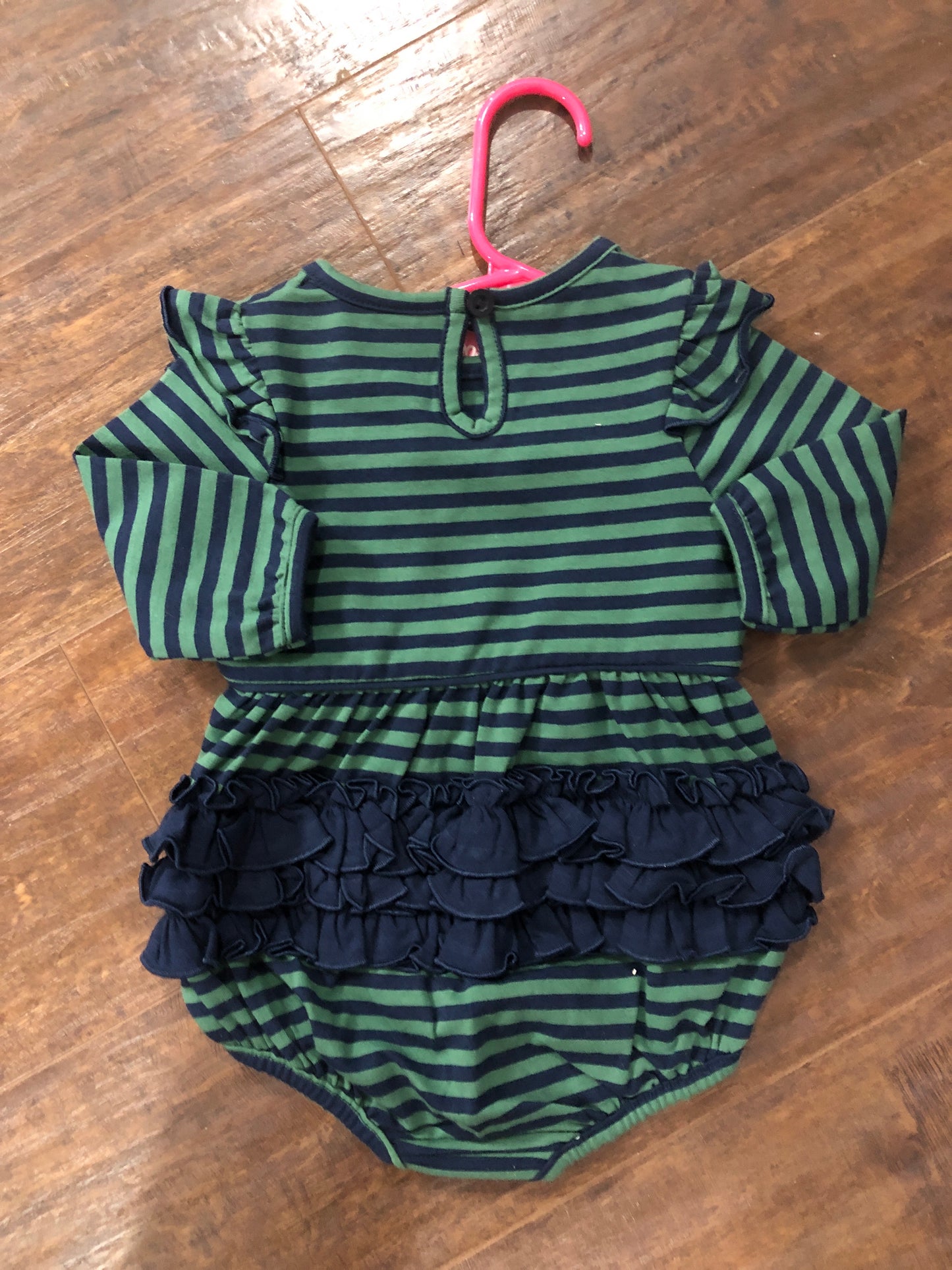 Girls Fir Green/Navy Stripe Bubble or Twirl Dress by RuffleButts