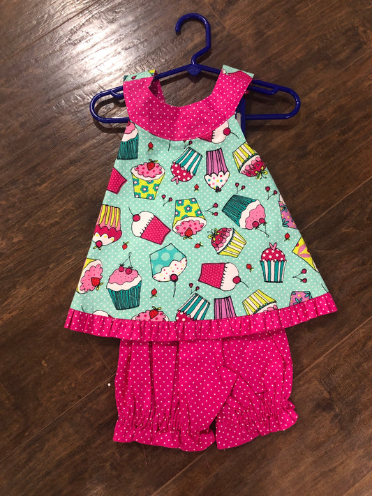 Girls 2 Pc Crossover Dress w/Bloomers Set by Ladybug Dezignz