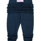 Girls Dark Navy Baby Ruched Bow Leggings by RuffleButts