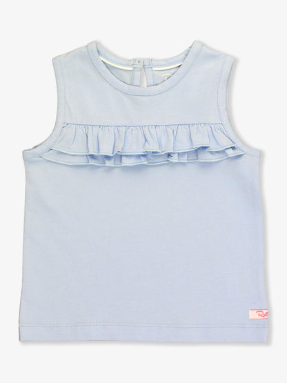 Girls Windsurfer Blue Knit Ruffle Trim Tank by RuffleButts