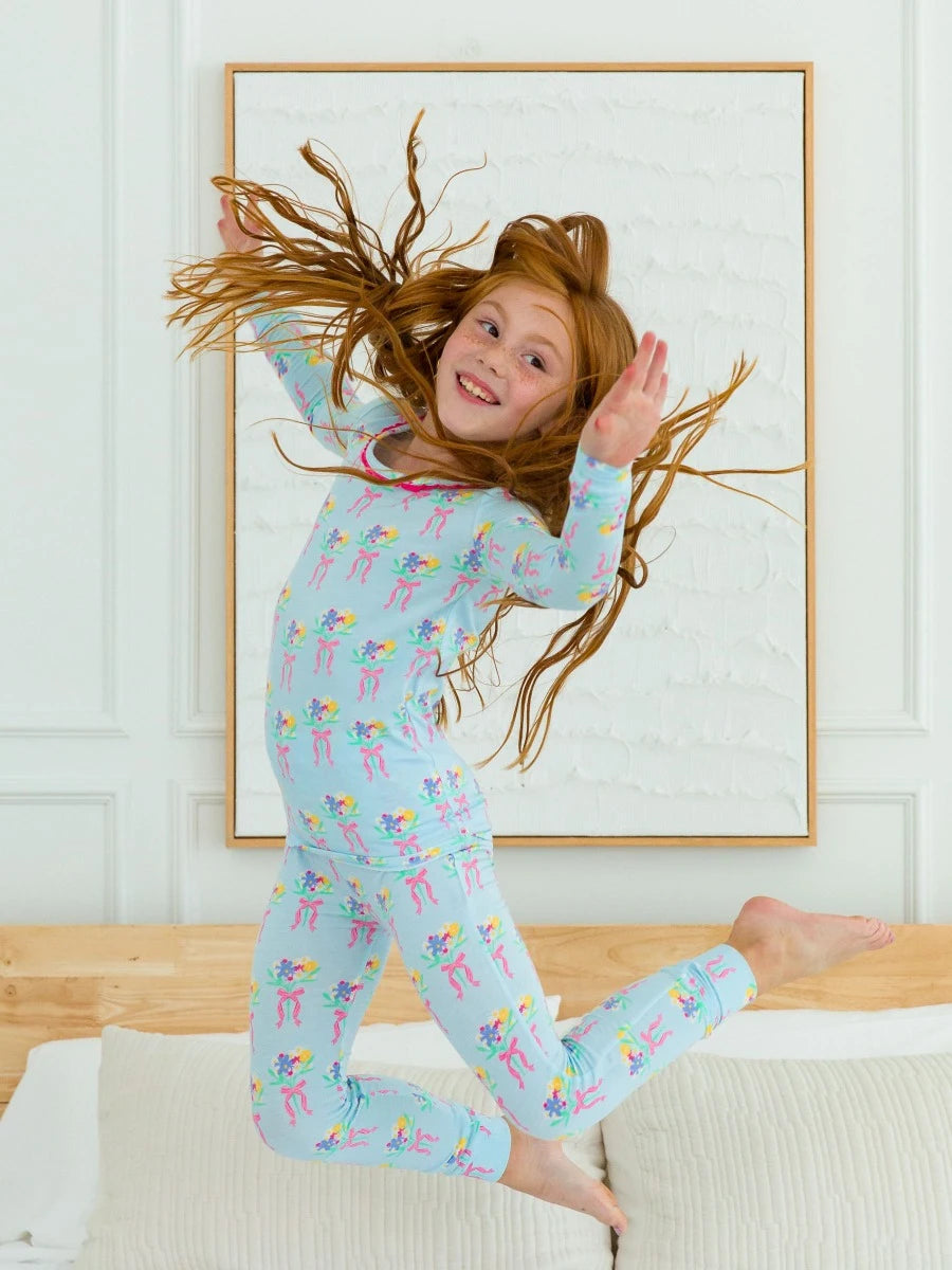 Girls Bows and Bouquets Long Sleeve Pajamas by RuffleButts