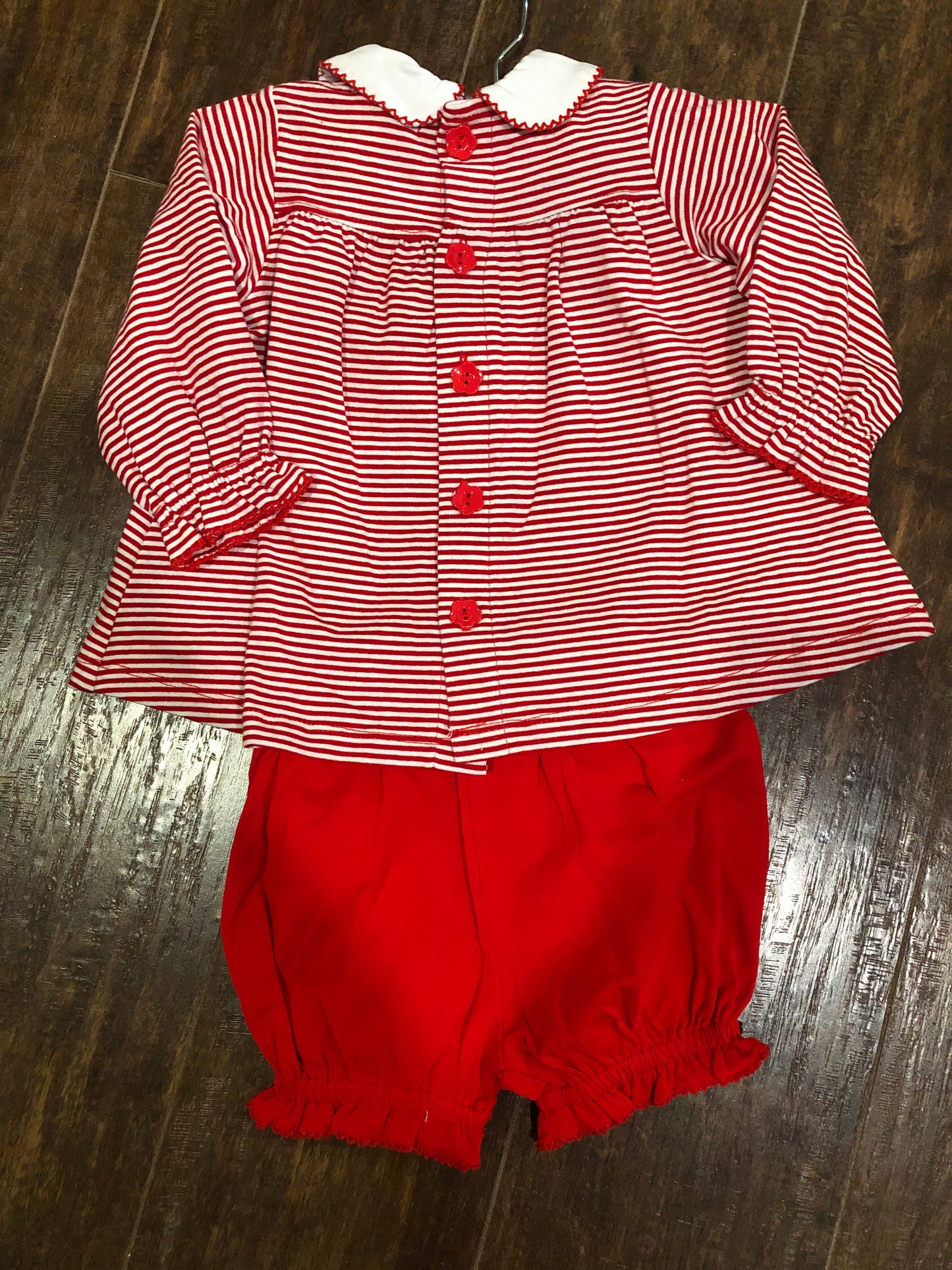 Girls Red/White Stripe Bloomer Set or Dress by Ishtex