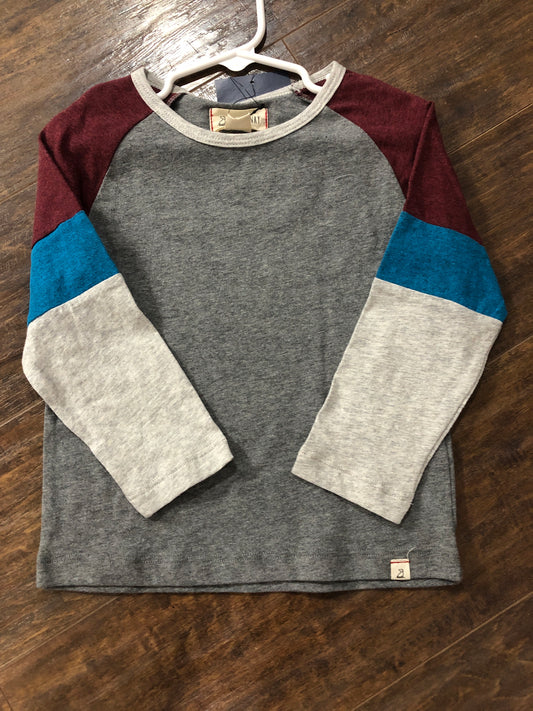 Boys Grey Top with Colorblock Raglan Sleeves by Me & Henry