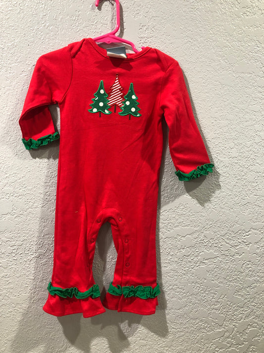 Girls Christmas Tree Long Sleeve Romper by Three Sisters