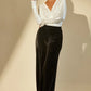 Ladies Velvet Palazzo Trouser Pants-Black