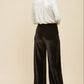 Ladies Velvet Palazzo Trouser Pants-Black