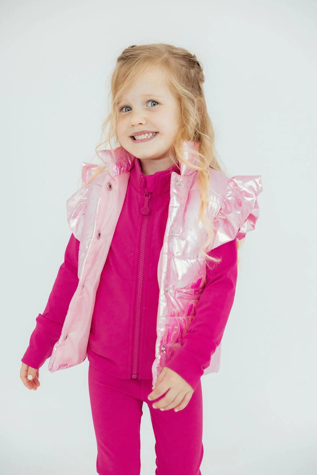 Girls Pink Iridescent Puffer Vest by Mila & Rose