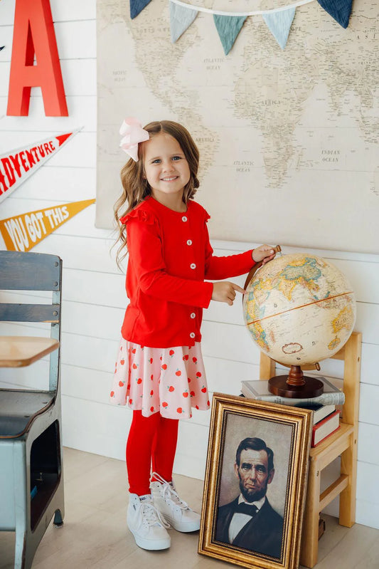 Girls Red Ruffle Cardigan by Mila & Rose