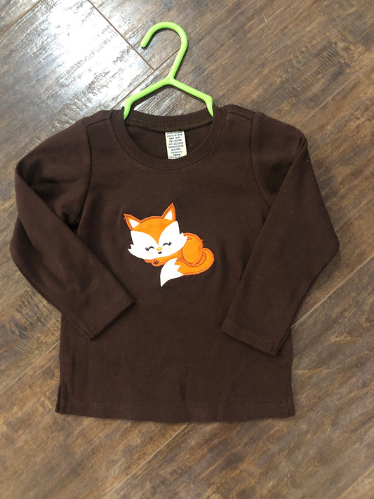 Girls Sleeping Fox on Brown T-Shirt by Ladybug Dezignz