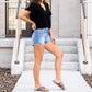 Ladies Casual Daily Versatile Washed Denim Shorts-Sky Blue
