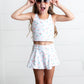 Girls White Peach 2 Piece Athletic Active Skirted Sport Set