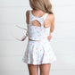 Girls White Peach 2 Piece Athletic Active Skirted Sport Set