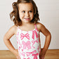 Girls White & Pink Bow Athletic Active Sport Ruffled Dress