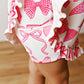 Girls White & Pink Bow Athletic Active Sport Ruffled Dress