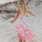 Girls Bella Pink Bow Flutter Sleeve Ruffles Spring Dress
